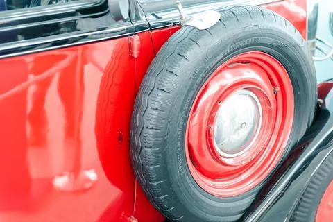 Old red convertible Stock Photos