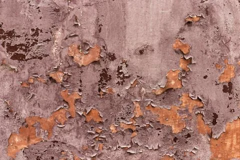 Old red cracked wall, rustic texture, design background. Stock Photos