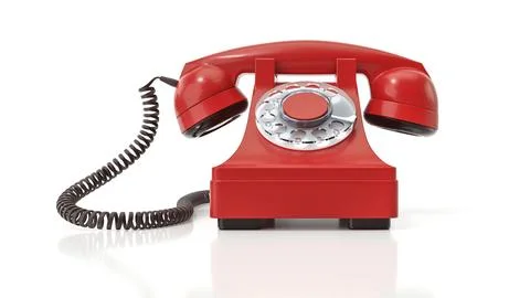 An old red dial-up phone. 3d illustration Stock Illustration