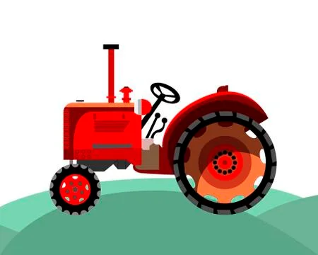 Old red farm tractor Stock Illustration