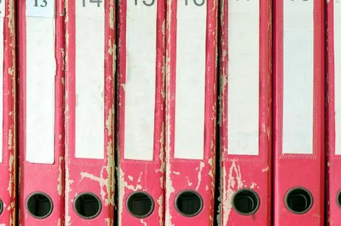 Old red file folders Stock Photos