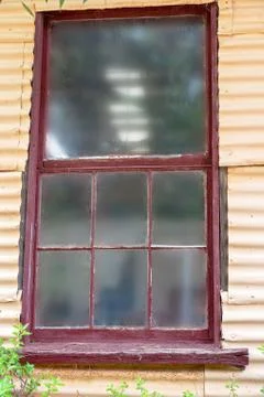 Old Red Framed Window Stock Photos