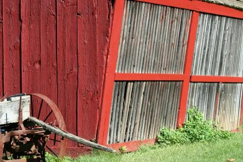 Old red hay barn Stock Photos