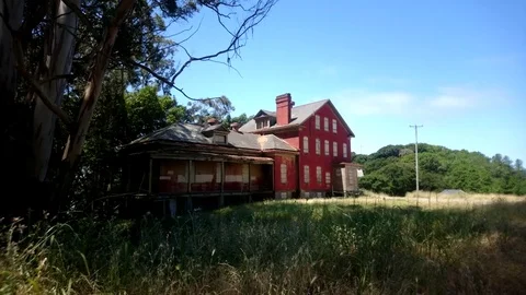 Old Red Hospital Stock Footage 76590338
