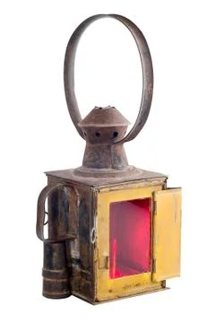 Old red lantern. Isolated on white Stock Photos