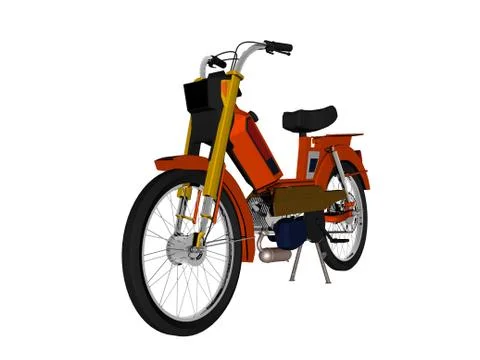 Old red moped in traffic Illustrazione stock