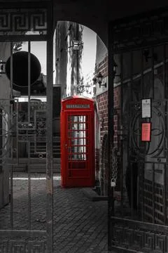 Old red phone booth Stock Photos