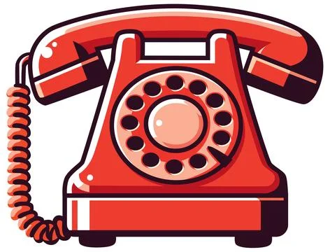 Old Red Phone Flat Design Stock Illustration