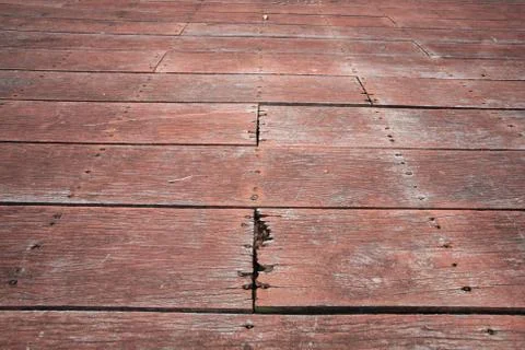 Old red plank footpath Stock Photos