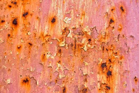 Old Red Rusty Plaster Wall With Worn Surface Grunge Background. Foto stock