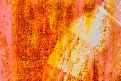 Old Red Rusty Plaster Wall With Worn Surface Grunge Background. Stock Photos