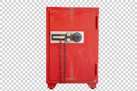 Old red safe box on transparent background Stock Photos