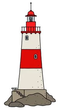 The old red stone lighthouse Stock Illustration