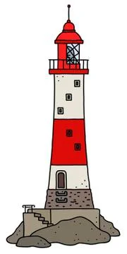 The old red stone lighthouse Stock Illustration