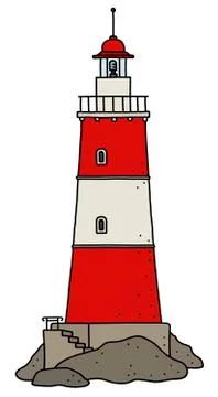 The old red stone lighthouse Stock Illustration