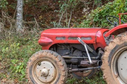 Old red tractor Stock Photos