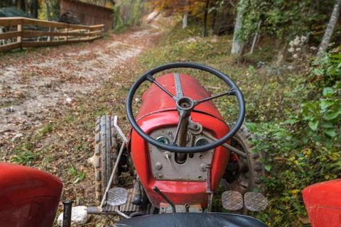 Old red tractor Stock Photos