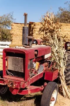 Old Red Tractor Fotos de archivo