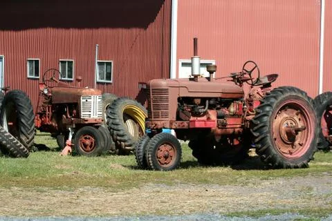 Old red tractors Stock Photos