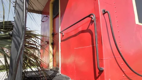 Old Red Train Cart 스톡 동영상 102137641