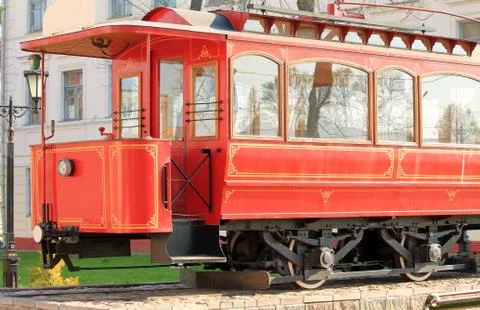 Old red tram Stock Photos