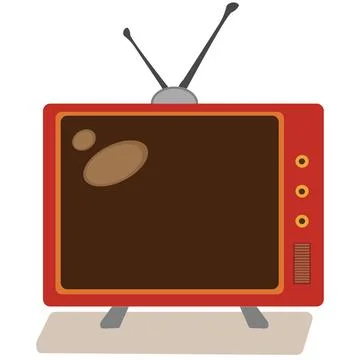 Old red TV with antennas isolated on white. Propaganda on TV. Mass media conc Stock Illustration