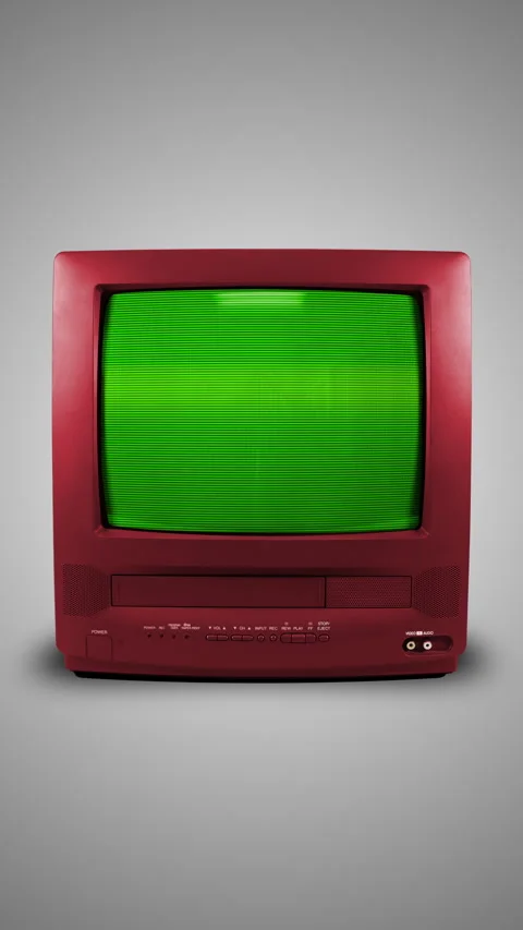 Old red TV on a light background with a green screen Stock-Footage 345006198