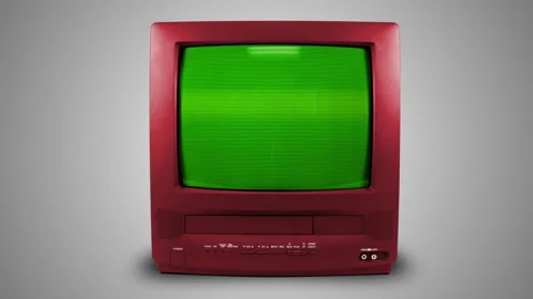 Old red TV on a light background with a green screen. Looping animation. Stock-Footage 345006199