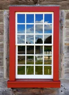 Old red window Stock Photos