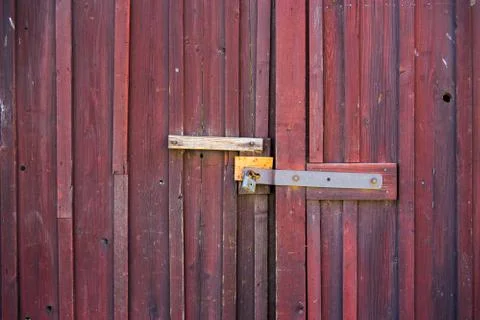 Old red wooden door 스톡 사진