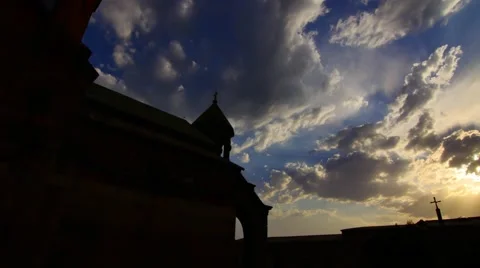 Old Religous Monastry at Sunset Stock Footage 53232669
