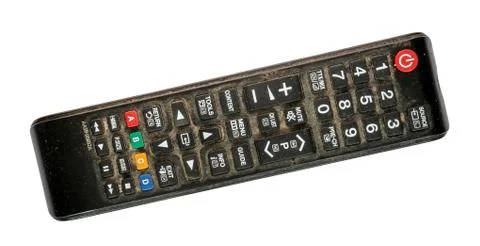 Old remote control for television isolated on white background Stock Photos
