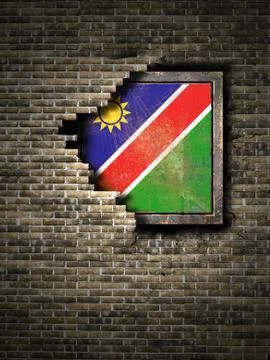Old Republic of Namibia flag in brick wall Stock Illustration