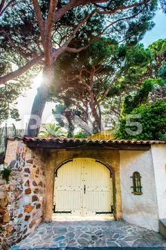 Old residential house facade. cannes city, france Stock Photos