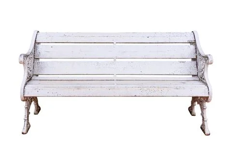 Old rest bench isolated on white background Stock Photos