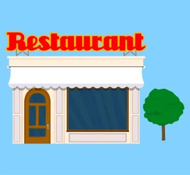 Old restaurant building without people, colorful graphic vector illustration  Stock Illustration