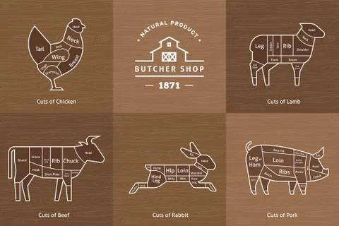 The old restaurant is a meat menu template. Stock Illustration