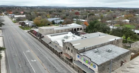 Old Retail Shops and Storefronts Small Town Drone Aerial Blanco Texas USA Stock Footage 277122775