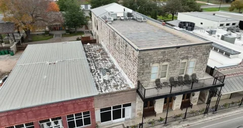 Old Retail Shops and Storefronts Small Town Drone Aerial Blanco Texas USA Stock Footage 277122798
