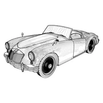 Old Retro Cabriolet Car Vector 스톡 일러스트