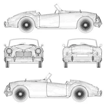 Old Retro Cabriolet Car Vector 스톡 일러스트