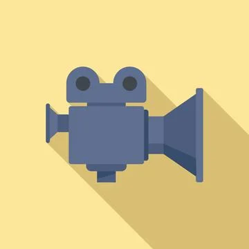 Old retro camera icon flat vector. Video camcorder Stock Illustration