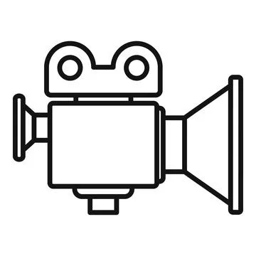 Old retro camera icon outline . Video camcorder 스톡 일러스트