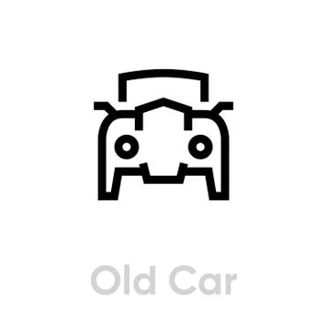 Old Retro Car icon vector editable line. Vintage transport Illustration Stock-Illustration
