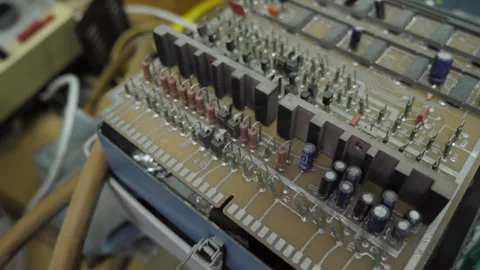 Old Retro Circuit Board. Close Up Stock Footage 295123211