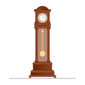 Old retro clock with pendulum vector illustration Illustrazione stock