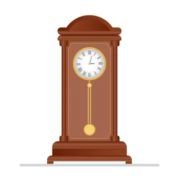 Old retro clock with pendulum vector illustration Stock Illustration