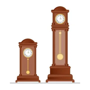 Old retro clock with pendulum vector illustration Stock Illustration