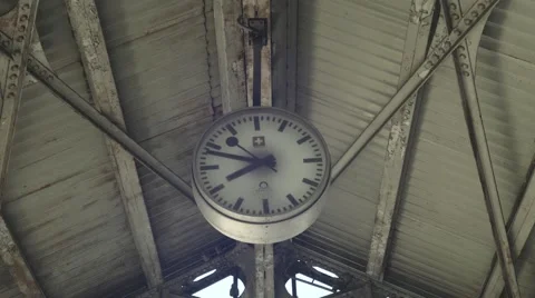 Old Retro Clock On Station Stock-Footage 64897549