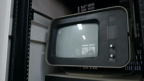 Old Retro Computer In Research Center, Flying Camera 動画素材 328609743